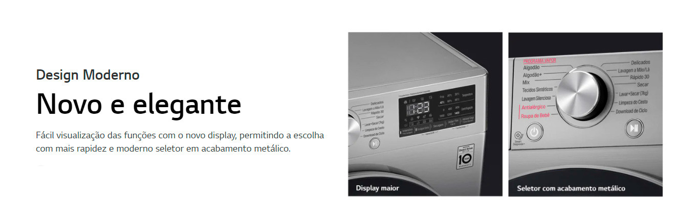 Lava e Seca LG Vivace VC4 11 Kg Aço Escovado 220V